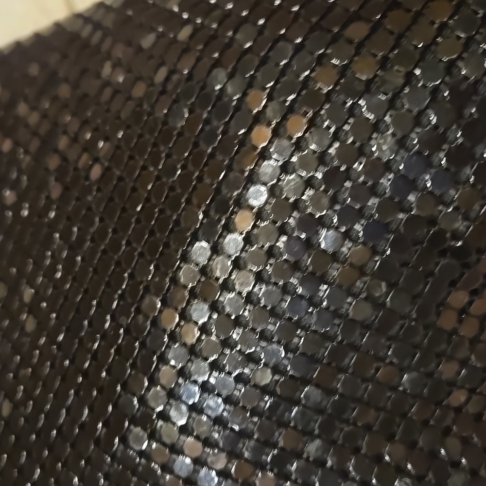 Whiting and Davis International Black Sequin Mesh Evening bag/Zipper Clutch - Picture 4 of 9